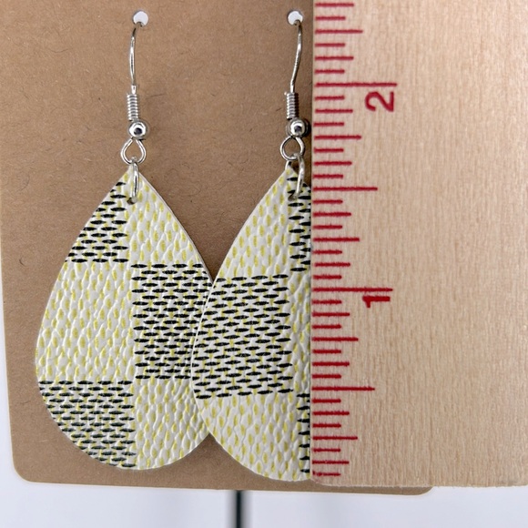 Mini Faux Leather Teardrop Earrings - Picture 2 of 4